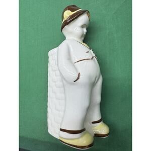 Danish Boy W BASKET" 7.5" FIGURINE PLANTER Unmarked Weil Yellow California